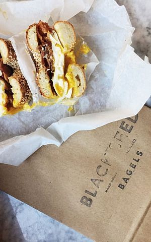 A breakfast sandwich from Black Seed. These Montreal style bagels are made without yeast or salt, and use honey rather than malt during the boiling process. (Courtesy Black Seed)
