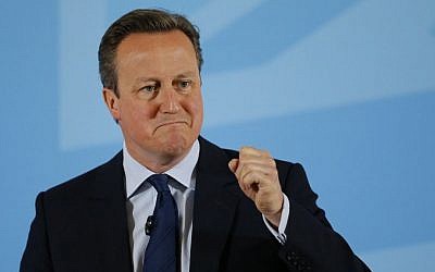Britain's Prime Minister David Cameron addresses a World Economic Forum event focusing on Britain's EU referendum in London, May 17, 2016. (AP/Frank Augstein, Pool)