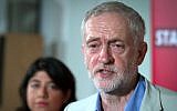 Britain's Labour leader Jeremy Corbyn makes a speech at Savoy Place, London, June 25, 2016. (Stefan Rousseau/PA via AP)