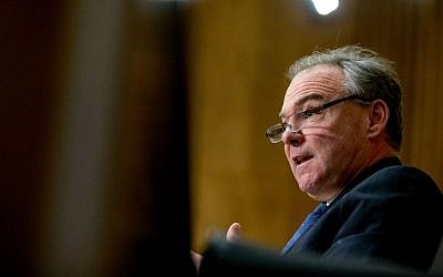 In this photo taken April 5, 2016, Sen. Tim Kaine, D-Virginia, is seen on Capitol Hill in Washington. (AP Photo/Andrew Harnik) In this photo taken April 5, 2016, Sen. Tim Kaine, D-Virginia, is seen on Capitol Hill in Washington. (AP Photo/Andrew Harnik)