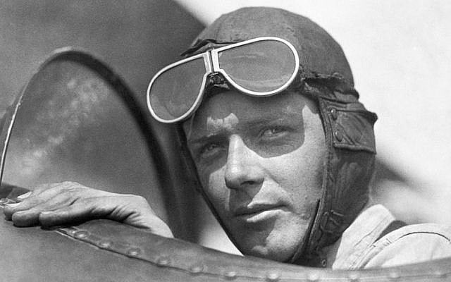 Charles Lindbergh, wearing helmet with goggles up, in an open cockpit of an airplane at Lambert Field, St Louis, Missouri, 1923. (Photo by Underwood Archives/Getty Images via JTA) Charles Lindbergh, wearing helmet with goggles up, in an open cockpit of an airplane at Lambert Field, St Louis, Missouri, 1923. (Photo by Underwood Archives/Getty Images via JTA)