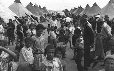 Yemenite immigrants in a camp near Ein Shemer in 1950 (Pinn Hans/GPO)