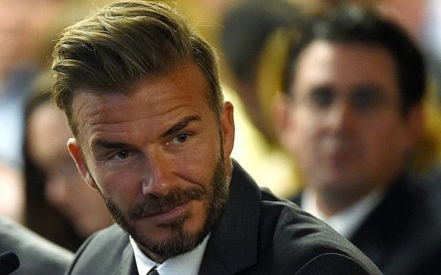 Former soccer player David Beckham on April 28, 2016 in Las Vegas, Nevada. (Ethan Miller/Getty Images/JTA) Former soccer player David Beckham on April 28, 2016 in Las Vegas, Nevada. (Ethan Miller/Getty Images/JTA)