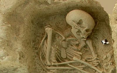 This undated picture provided by the Paliambela Excavation Project Archive, shows a human burial from the archaeological site of Paliambela in northern Greece. (K. Kotsakis, P. Halstead/Paliambela Excavation Project Archive via AP)