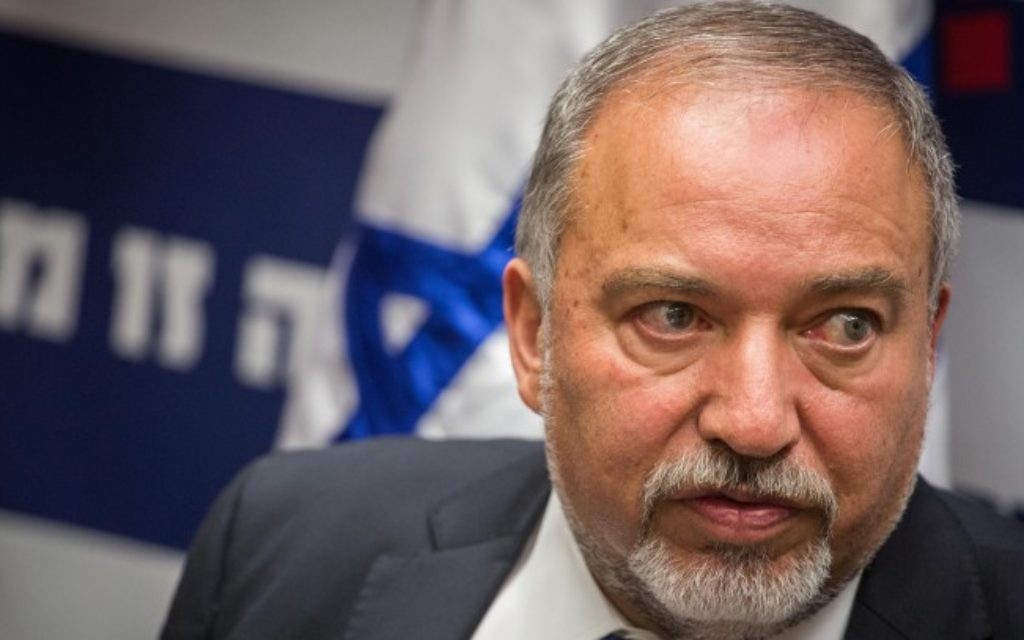 Defense Minister Avigdor Liberman speaks during an Israel Beytenu faction meeting at the Knesset on June 6, 2016. (Hadas Parush/Flash90)