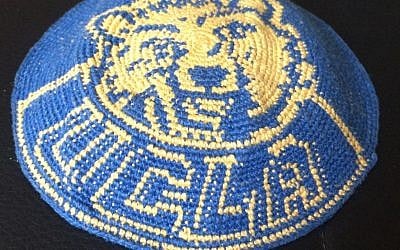 Abraham Oved has University of California pride, and the student regent is not afraid to show it -- or his Judaism -- by proudly displaying it on this specially-made kippa with the UCLA logo (courtesy University of California Board of Regents) Abraham Oved has University of California pride, and the student regent is not afraid to show it -- or his Judaism -- by proudly displaying it on this specially-made kippa with the UCLA logo (courtesy Abraham Oved)