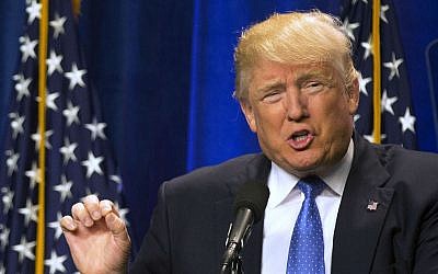 Republican presidential candidate Donald Trump speaks at Saint Anselm College Monday, June 13, 2016, in Manchester, New Hampshire. (AP Photo/Jim Cole)