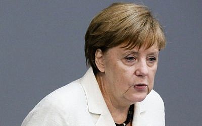 German Chancellor Angela Merkel addresses the German Bundestag June 28, 2016. (AP Photo/Markus Schreiber)