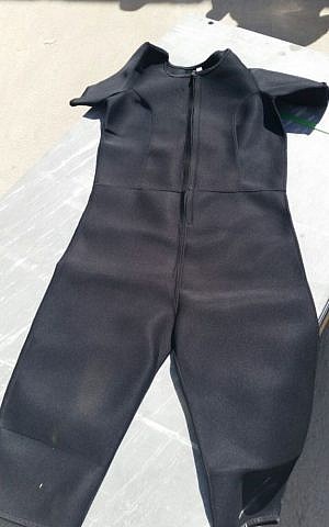 One of the wesuits hidden in a shipment of sporting goods to the Gaza Strip, believed to be en route to Hamas, on June 20, 2016. (Defense Ministry)