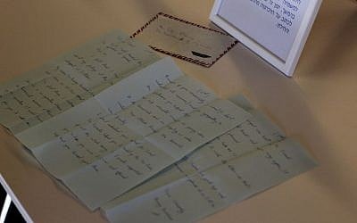 A letter written by survivor Benny Davidson to Ugandan dictator Idi Amin is displayed at an event marking 40 years since Operation Thunderbolt, the Israeli rescue of over 100 hostages from the Entebbe Airport in Uganda on July 4, 1976, which was held at the Peres Center for Peace in Jaffa on June 27, 2016. (Judah Ari Gross/Times of Israel) A letter written by survivor Benny Davidson to Ugandan dictator Idi Amin is displayed at an event marking 40 years since Operation Thunderbolt, the Israeli rescue of over 100 hostages from the Entebbe Airport in Uganda on July 4, 1976, which was held at the Peres Center for Peace in Jaffa on June 27, 2016. (Judah Ari Gross/Times of Israel)