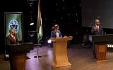 The three finalists of 'The President' reality TV show attend a public debate in the West Bank city of Ramallah, June 2, 2016. (AP/Nasser Nasser)