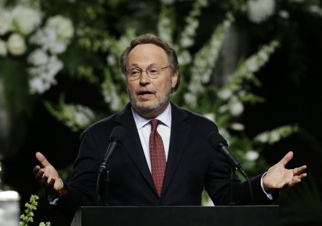Comedian Billy Crystal delivers a eulogy during Muhammad Ali's memorial service, Friday, June 10, 2016, in Louisville, Ky. (AP Photo/David Goldman) Comedian Billy Crystal delivers a eulogy during Muhammad Ali's memorial service, Friday, June 10, 2016, in Louisville, Ky. (AP Photo/David Goldman)