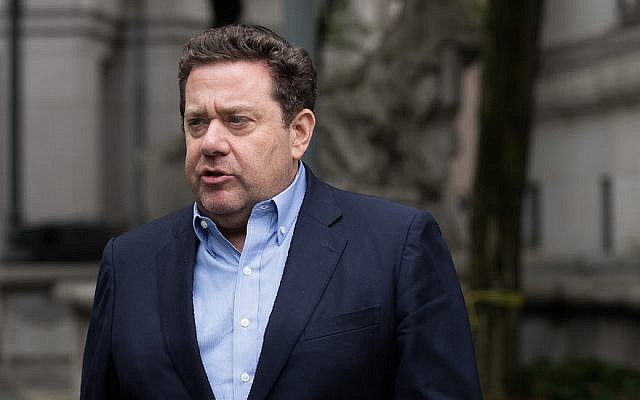 After being arrested on federal corruption charges, Murray Huberfeld, the founder of New York-based hedge fund Platinum Partners LP, leaves United States District Court for the Southern District of New York, June 8, 2016 in New York City. (Drew Angerer/Getty Images via JTA) After being arrested on federal corruption charges, Murray Huberfeld, the founder of New York-based hedge fund Platinum Partners LP, leaves United States District Court for the Southern District of New York, June 8, 2016 in New York City. (Drew Angerer/Getty Images via JTA)