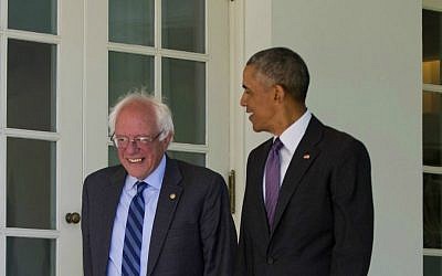 President Barack Obama walks with Democratic presidential candidate Sen. Bernie Sanders, I-Vermont, down the Colonnade of the White House in Washington, Thursday, June 9, 2016. (AP Photo/Pablo Martinez Monsivais)