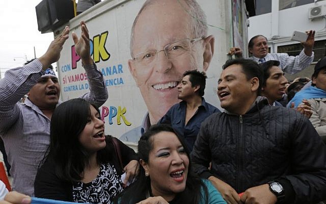 Supporters of presidential candidate Pedro Pablo Kuczynski celebrate after learning that Peruvian electoral authorities announced their candidate won the majority of votes in the country's closest presidential contest in five decades, in Lima, Peru, Thursday, June 9, 2016. (AP/Silvia Izquierdo) Supporters of presidential candidate Pedro Pablo Kuczynski celebrate after learning that Peruvian electoral authorities announced their candidate won the majority of votes in the country's closest presidential contest in five decades, in Lima, Peru, Thursday, June 9, 2016. (AP/Silvia Izquierdo)