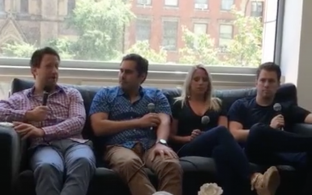 Fox Sports sideline reporter Emily Austen, second from right, was fired for anti-Semitic remarks on Facebook Live video (screen capture: Vimeo, TRUMP 2016 BUILD THAT WALL) Fox Sports sideline reporter Emily Austen, second from right, was fired for anti-Semitic remarks on Facebook Live video (screen capture: Vimeo, TRUMP 2016 BUILD THAT WALL)