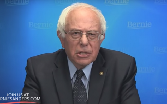 Sen. Bernie Sanders, I-Vt., addressing supporters via internet live stream. (Screenshot from YouTube)