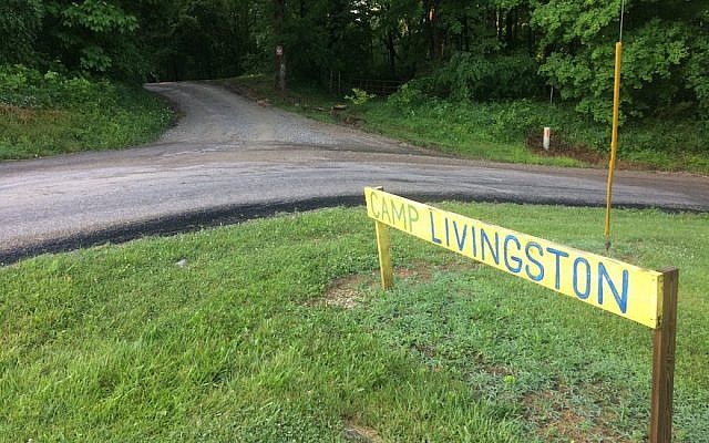 A sign for Camp Livingston, a Jewish summer camp in Bennington, Indiana. (JTA via Twitter)
