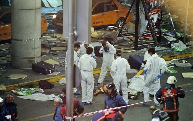 Turkish forensic police officers work at the scene of a blast outside Istanbul's Ataturk airport, late Tuesday, June 28, 2016. (AP/Emrah Gurel) Turkish forensic police officers work at the scene of a blast outside Istanbul's Ataturk airport, late Tuesday, June 28, 2016. (AP/Emrah Gurel)