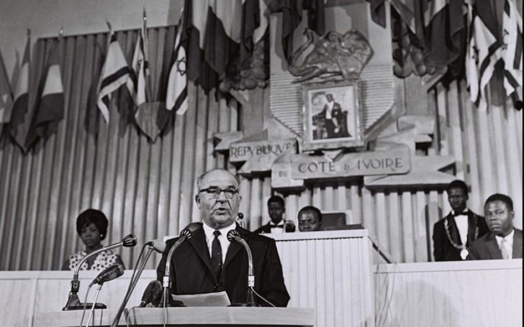 Prime Minister Levi Eshkol in Ivory Coast in June, 1966. (Moshe Fridan/GPO)