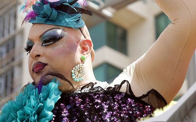 A participant at Tel Aviv's Gay Pride Parade, June 3, 2016. (Luke Tress/Times of Israel)