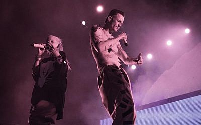 Die Antwoord, or "The Answer," performed for an Israeli audience of 10,000, June 8, 2016 and will return August 2018 (Orit Pnini)