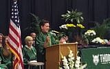 14-year-old Jack Aiello of Thomas Middle School in Illinois impersonates presidential candidates during his graduation speech. (YouTube screenshot)