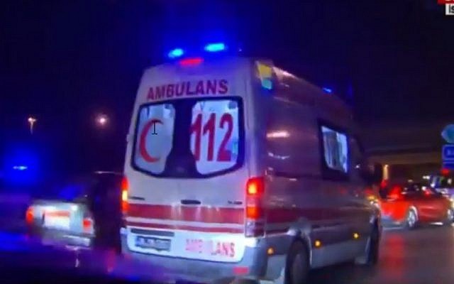 An ambulance races to the scene of an attack at Ataturk airport in Istanbul on June 28, 2016 (screen capture: YouTube) An ambulance races to the scene of an attack at Ataturk airport in Istanbul on June 28, 2016 (screen capture: YouTube)