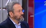 Former prime minister Ehud Barak on Channel 2, June 17, 2016. (Screenshot/Channel 2)