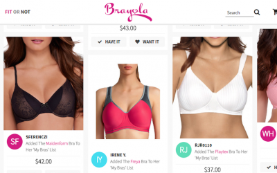 Brayola is a social network for lingerie shopping. (Courtesy of Brayola)
