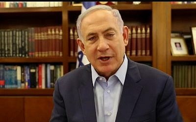 Benjamin Netanyahu complains of poor press coverage for his June 2016 visit to Russia, in a video published on his Facebook page on June 14, 2016 (screen capture)