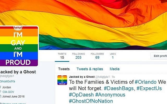 One of Anonymous' hacked accounts of an IS supporter, following the Orlando massacre, June 2016 (screenshot) One of Anonymous' hacked accounts of an IS supporter, following the Orlando massacre, June 2016 (screenshot)