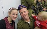 Yehuda Yitzhak HaYisraeli, an Israeli soldier badly hurt in the 2014 Gaza war, with his wife and son, before his injury (YouTube screenshot)