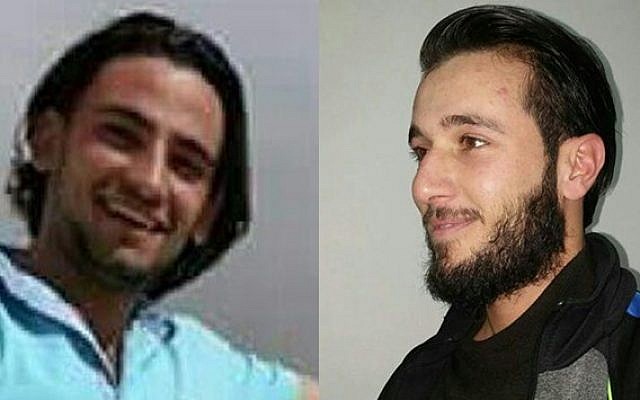 Khalid Muhamra (left) and Muhammad Muhamra (right), two Palestinian cousins from the West Bank village of Yatta who carried out the terror attack at the Sarona Market in central Tel Aviv in which four Israelis were killed. (Courtesy) Khalid Muhamra (left) and Muhammad Muhamra (right), two Palestinian cousins from the West Bank village of Yatta who carried out the terror attack at the Sarona Market in central Tel Aviv in which four Israelis were killed. (Courtesy)