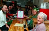 Rabbi Aaron Leibowitz (left) of Private Supervision at Pasta Basta, a popular restaurant that recently received certification from the alternative kosher-certifying organization (Courtesy of Private Supervision)