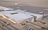 A 3D illustration of the Ramon International Airport near Eilat, slated to open in 2017 (YouTube screenshot)