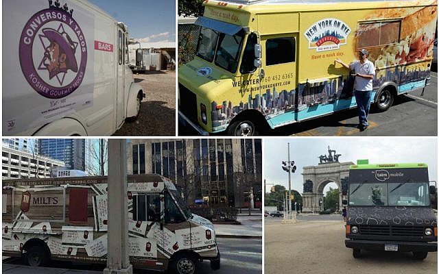 Clockwise from top left: Conversos y Tacos; New York on Rye Deli Truck; Taim Mobile; Milt’s Barbecue for the Perplexed Food Truck. (Facebook) Clockwise from top left: Conversos y Tacos; New York on Rye Deli Truck; Taim Mobile; Milt’s Barbecue for the Perplexed Food Truck. (Facebook)