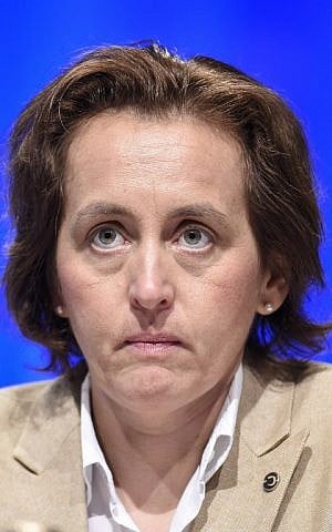 This file photo taken on May 1, 2016 shows Beatrix von Storch, deputy leader of the German far-right party Alternative for Germany (AfD) attending a party congress at the Stuttgart Congress Center in Stuttgart, southern Germany. (AFP PHOTO / Philipp GUELLAND)