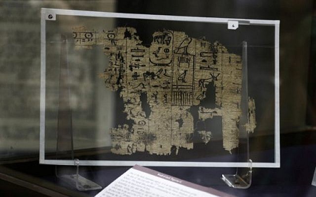 A section of King Khufu's papyri displayed in the Egyptian Museum in Cairo, July 14, 2016. (AFP Photo/Mohamed El-Raai) A section of King Khufu's papyri displayed in the Egyptian Museum in Cairo, July 14, 2016. (AFP Photo/Mohamed El-Raai)
