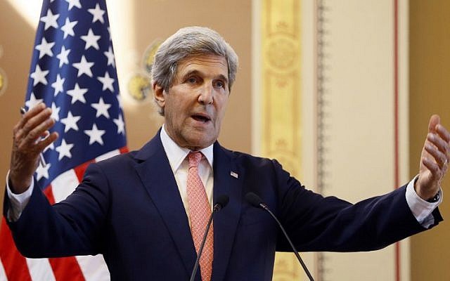 US Secretary of State John Kerry speaks alongside British Foreign Secretary Boris Johnson (not pictured) during their joint press conference following their meeting inside the Foreign and COmmonwealth Office (FCO) in central London on July 19, 2016.(AFP PHOTO / POOL / Kirsty Wigglesworth)