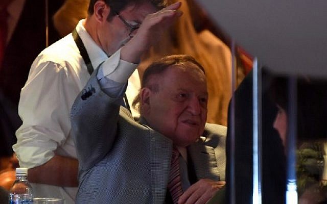 Sheldon Adelson gestures on the sidelines of the Republican National Convention at the Quicken Loans Arena in Cleveland, Ohio on July 21, 2016. (AFP PHOTO / JIM WATSON) Sheldon Adelson gestures on the sidelines of the Republican National Convention at the Quicken Loans Arena in Cleveland, Ohio on July 21, 2016. (AFP PHOTO / JIM WATSON)
