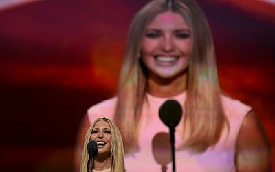 Republican presidential candidate Donald Trump's daughter Ivanka addresses delegates on the final night of the Republican National Convention in Cleveland, Ohio, on July 21, 2016. (AFP/Timothy A. Clary)