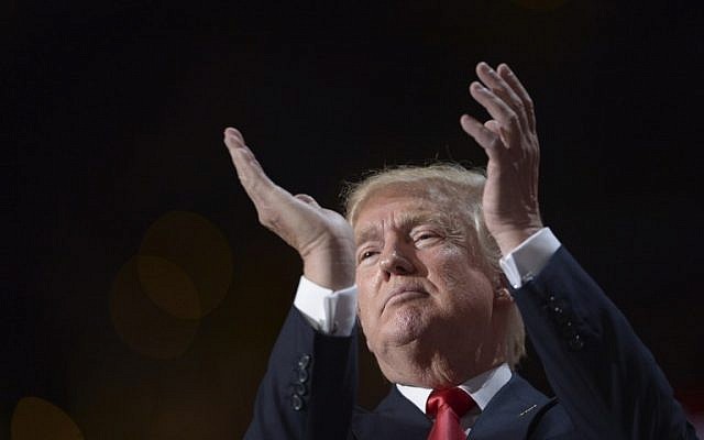 Republican presidential candidate Donald Trump looks on during the Republican National Convention on July 21, 2016, in Cleveland, Ohio. (AFP/ Brendan Smialowski)