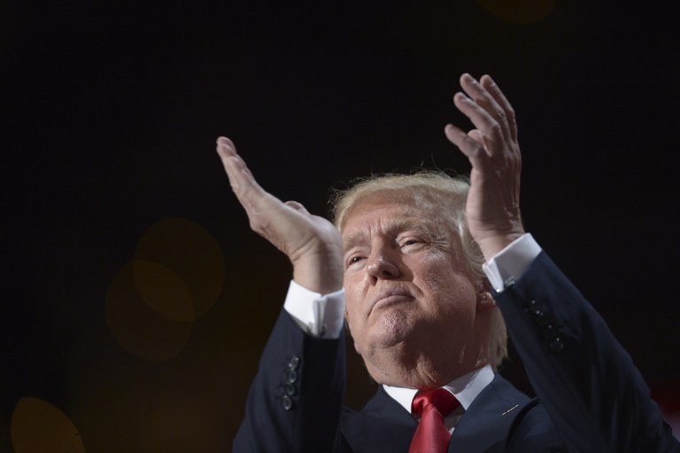 Republican presidential candidate Donald Trump looks on during the Republican National Convention on July 21, 2016, in Cleveland, Ohio. (AFP/ Brendan Smialowski) Republican presidential candidate Donald Trump looks on during the Republican National Convention on July 21, 2016, in Cleveland, Ohio. (AFP/ Brendan Smialowski)