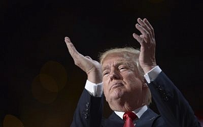 Republican presidential candidate Donald Trump looks on during the Republican National Convention on July 21, 2016, in Cleveland, Ohio. (AFP PHOTO / Brendan Smialowski)