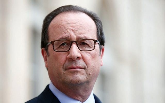 French President Francois Hollande at the Elysee Palace, in Paris, on July 22, 2016. (AFP/Pool/Thibault Camus) French President Francois Hollande at the Elysee Palace, in Paris, on July 22, 2016. (AFP/Pool/Thibault Camus)