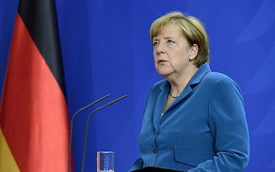 German Chancellor Angela Merkel gives a press conference on July 23, 2016 at the Chancellery in Berlin, one day after the attack at the shopping centre in Munich, southern Germany. (AFP PHOTO / TOBIAS SCHWARZ)
