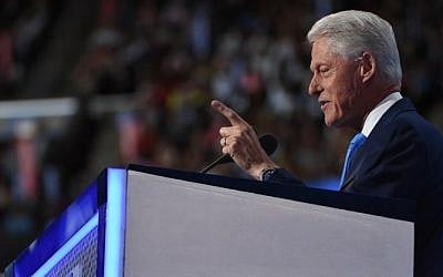 Former US president Bill Clinton speaks at the Democratic National Convention at the Wells Fargo Center, July 26, 2016, in Philadelphia, Pennsylvania. (AFP/Robyn Beck)