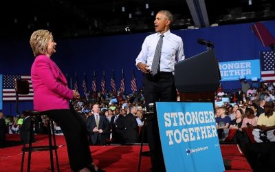 US President Barack Obama speaks during a campaign rally with democratic presidential candidate former Secretary of State Hillary Clinton on July 5, 2016 in Charlotte, North Carolina. (Justin Sullivan/Getty Images/AFP)