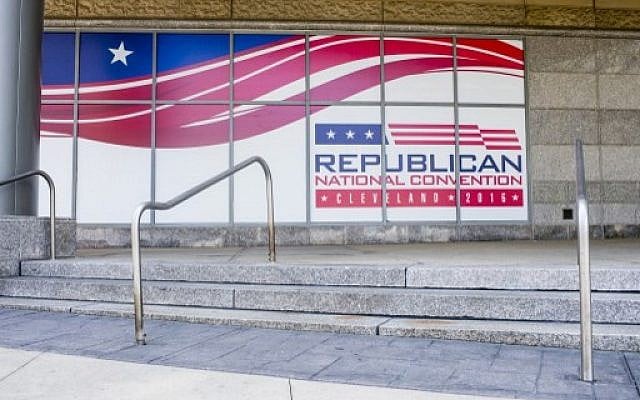 The windows of Quicken Loans Arena are decorated for the Republican National Convention in Cleveland, Ohio, July 11, 2016. (Angelo Merendino/Getty Images/AFP The windows of Quicken Loans Arena are decorated for the Republican National Convention in Cleveland, Ohio, July 11, 2016. (Angelo Merendino/Getty Images/AFP